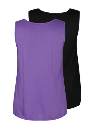 Zizzi 2-pack top z mieszanki bawelny, Deep Lavender/Black, Packshot image number 1