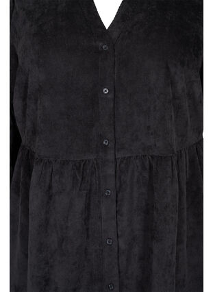 Zizzi Velvet dress with 3/4-length sleeves and buttons, Black, Packshot image number 2