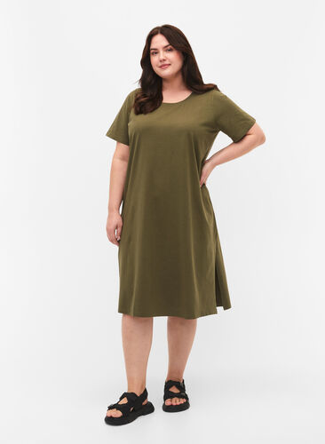 Zizzi Bawelniana sukienka z krótkimi rekawami, Ivy Green, Model image number 1