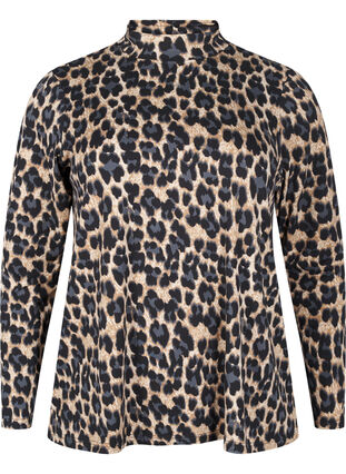 Zizzi Flash - Bluzka golf z dlugim rekawem, Leopard Print , Packshot image number 0