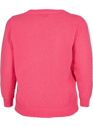 Zizzi Knitted jumper with flower details, Hot Pink, Packshot image number 1