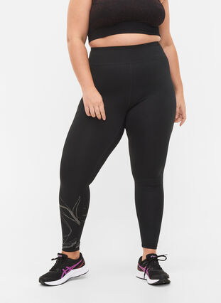 Zizzi Leggings with reflective print, Blackw.Reflex Print, Model image number 3