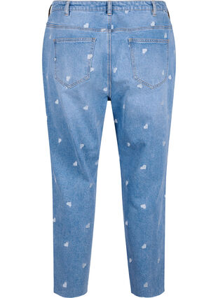 Zizzi Jeansy Mille typu mom fit z sercami, Light blue denim, Packshot image number 1