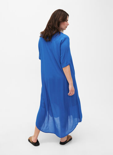 Zizzi Wiskozowa sukienka koszulowa z krótkimi rekawami, Victoria blue, Model image number 1