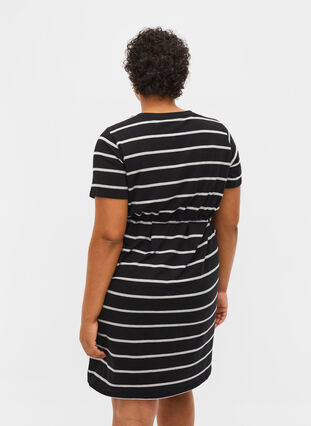 Zizzi Striped maternity dress in viscose, Black Grey Stripe, Model image number 1