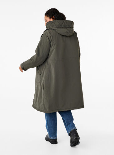 Zizzi Kurtka typu parka z kapturem i regulowana talia, Black Olive, Model image number 1