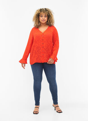 Zizzi Zakardowa koszula z dlugimi rekawami, Orange.com, Model image number 2