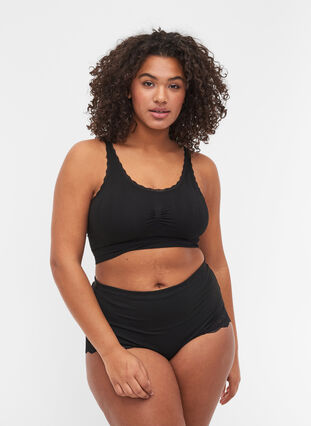 Zizzi Light shapewear knickers with lace trim, Black, Model image number 0