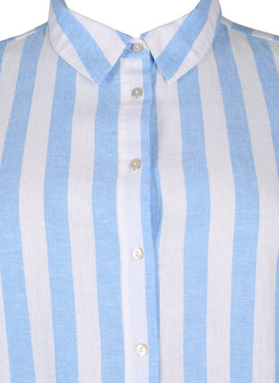 Zizzi Koszula o przedluzonym kroju wykonana z lnu i bawelny, Blue White Stripe, Packshot image number 2