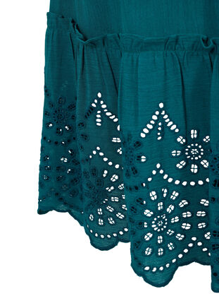 Zizzi Viscose smock beach dress with embroidery anglaise, Deep Teal, Packshot image number 3