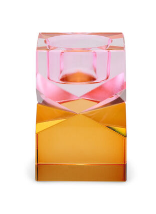 Zizzi Candle holder in crystal glass, Pink/Amber, Packshot image number 0