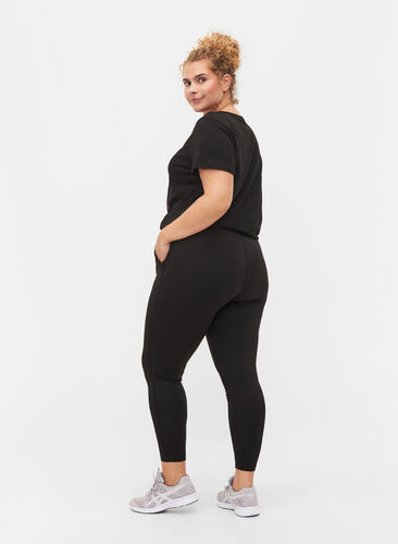 Zizzi 	 7/8 tights with pockets and adjustable drawstring, Black, Model image number 1