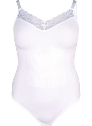 Zizzi  Koronkowe body modelujace, Bright White, Packshot image number 0