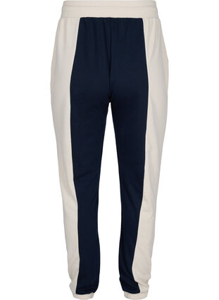 Zizzi Colour-block sweatpants, Night Sky/Off White, Packshot image number 1