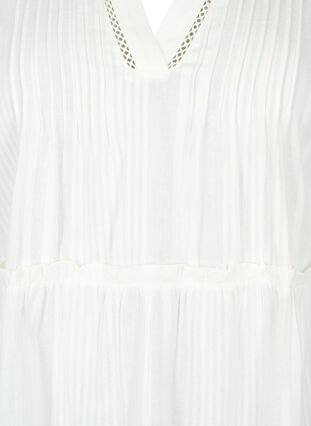 Zizzi Bawelniana sukienka z rekawem 3/4 i marszczeniami, Bright White, Packshot image number 2