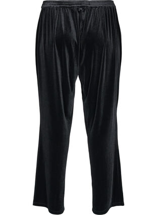 Zizzi Loose trousers in velour, Black, Packshot image number 1