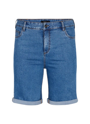 Obcisle szorty jeansowe z wysokim stanem, Blue Denim, Packshot image number 0