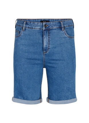 Zizzi Obcisle szorty jeansowe z wysokim stanem, Blue Denim, Packshot image number 0