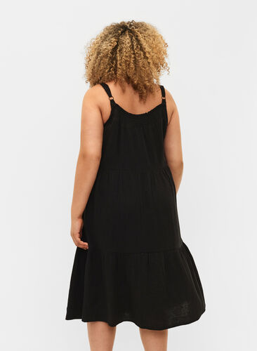 Zwykla bawelniana sukienka na ramiaczkach, Black, Model image number 1