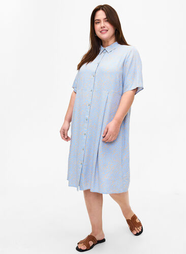 Zizzi Wiskozowa sukienka koszulowa z nadrukiem, Small Dot AOP, Model image number 0