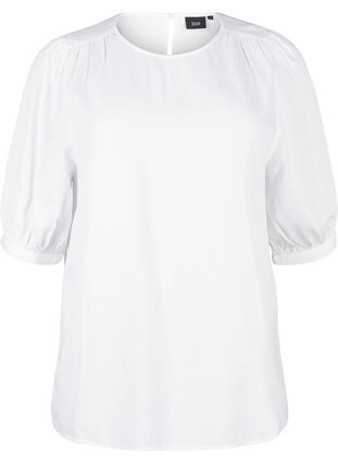 Zizzi Wiskozowa bluzka z rekawami 1/2, Bright White, Packshot image number 0