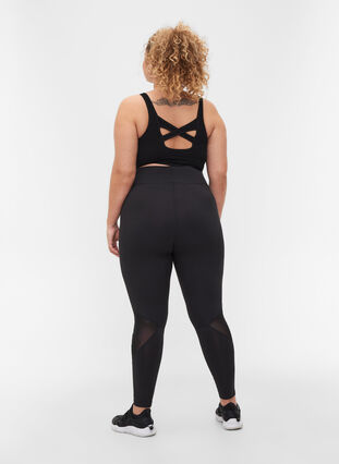 Zizzi Cropped exercise leggings with mesh, Black, Model image number 1