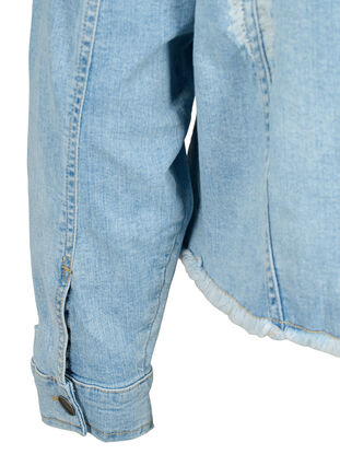 Zizzi Krótka kurtka jeansowa z niepokojacymi detalami, Light Blue Denim, Packshot image number 3