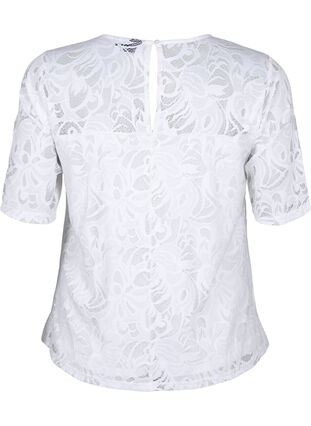 Zizzi Koronkowa bluzka z krótkimi rekawami, Bright White, Packshot image number 1