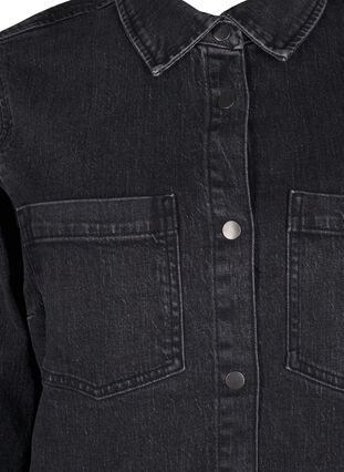 Zizzi Dzinsowa koszula z guzikami i kieszeniami na piersi, Dark Grey Denim, Packshot image number 2