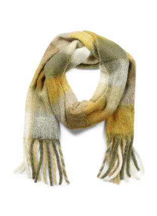 Zizzi Coloured scarf with fringes, Brown, Packshot image number 0