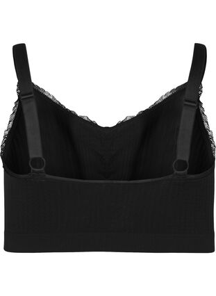 Zizzi Soft bra with small lace trim, Black, Packshot image number 1