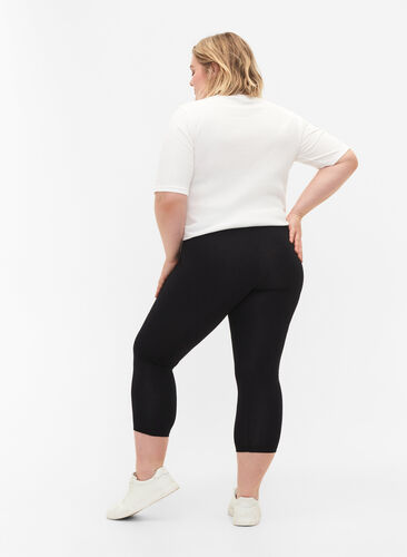 3/4-length wiskozowe legginsy w stylu basic, Black, Model image number 1