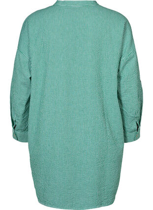 Zizzi Striped cotton shirt with 3/4 sleeves, Jolly Green Stripe, Packshot image number 1