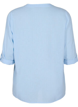 Zizzi Cotton blouse with lace details, Chambray Blue, Packshot image number 1