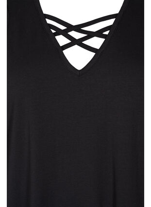 Zizzi Sleeveless night dress with v-neck and cord detail  , Black, Packshot image number 2