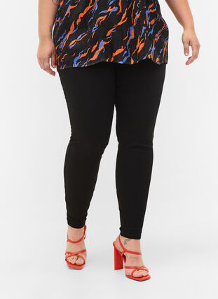 Zizzi Cotton blend jeggings, Black, Model image number 2