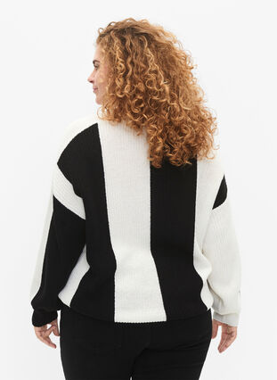 Zizzi Sweter w paski, Black w. Cloud D., Model image number 1