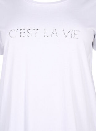 Zizzi T-shirt z motywem tekstowym, B.White W.Rhinestone, Packshot image number 2