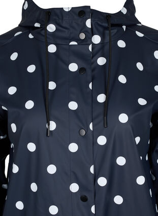 Zizzi Patterned rain jacket with a hood, Navy Blazer W/Dots, Packshot image number 2