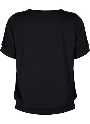 Zizzi Plain workout t-shirt with v-neck, Black, Packshot image number 1