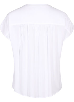 Bluzka z wiskozy z koronkowym wykonczeniem, Bright White, Packshot image number 1