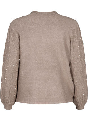 Zizzi Dzianinowy sweter ze wzorem i z perlami, Desert Taupe Mel., Packshot image number 1