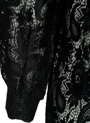 Zizzi Lace top with frill detail, Black, Packshot image number 3