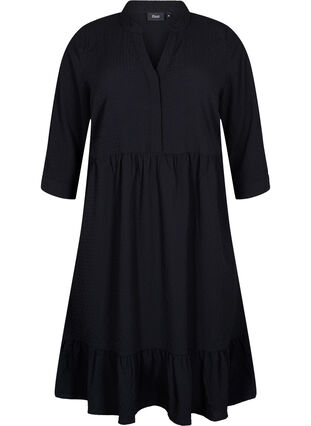 Zizzi  Plain midi dress with 3/4 sleeves, Black, Packshot image number 0