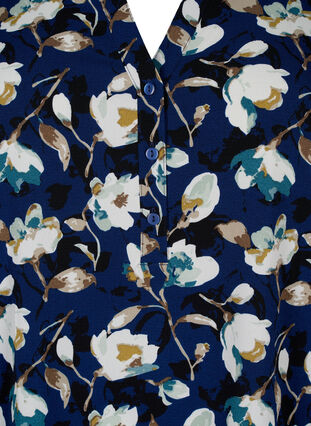 Tunika w kwiaty z rekawami 3/4, P. Blue Flower AOP, Packshot image number 2