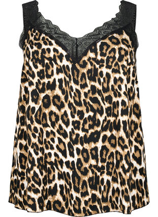 Zizzi Koronkowy top z wiskozy, Leopard, Packshot image number 0