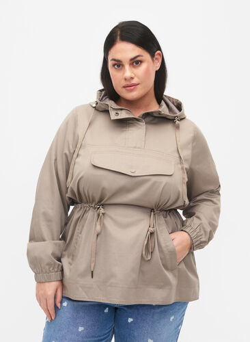 Zizzi Kurtka anorak z kapturem i kieszenia, Moon Rock, Model image number 0