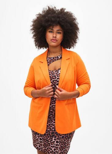 Zizzi Blezer z kieszeniami, Vibrant Orange, Model image number 0