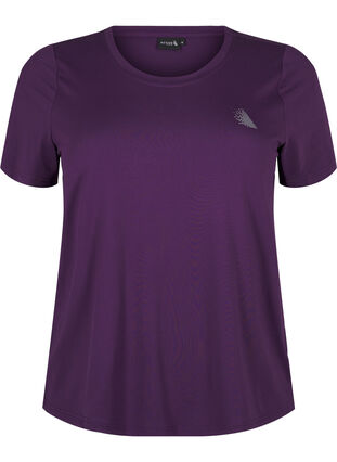 Zizzi T-shirt treningowy o dopasowanym kroju z okraglym dekoltem, Purple Pennant, Packshot image number 0