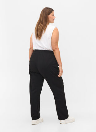 Zizzi Loose trousers with elasticated waist, Black, Model image number 1